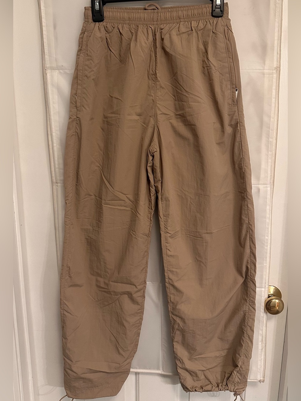 Abercrombie Women’s Nylon Crinkle Track Pants - Light Brown